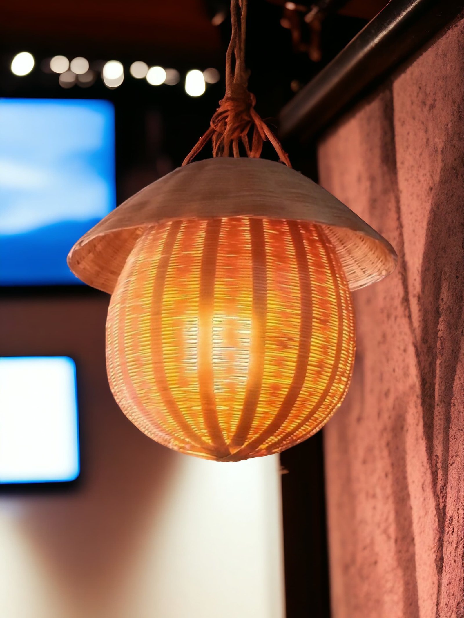 Hanging Bamboo Cane Lamp for Interior Decor – Eco-Friendly Ambience for Every Room thumbnail 3